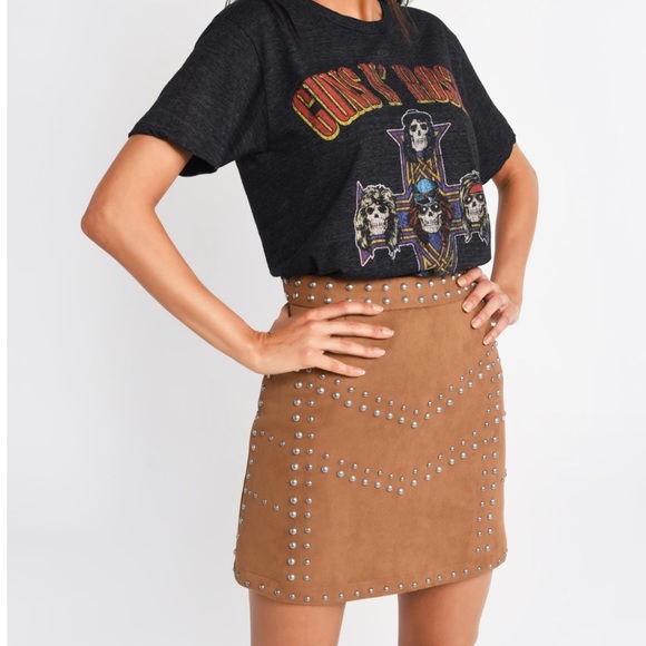 TOBI - JEANNETTE STUDDED FAUX SUEDE A-LINE SKIRT - Picture 6 of 6
